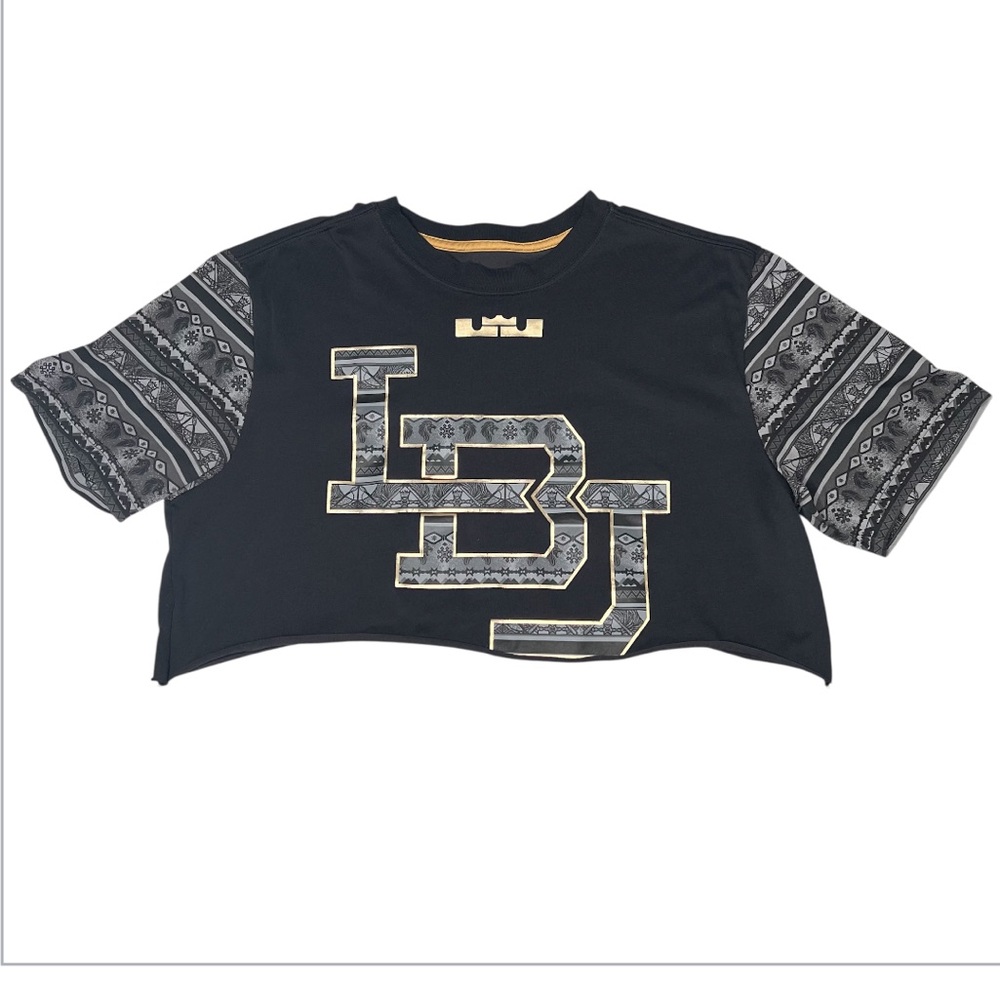 Nike LeBron James Black History Month Dri-Fit Shirt Sz Large Customized Cropped